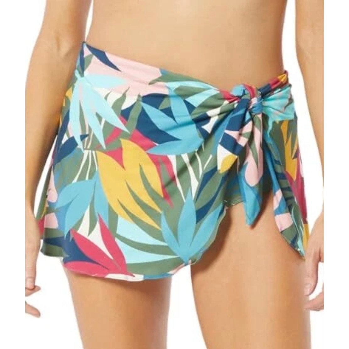 Coco Reef Contours Sarong Tie Swim Skirt Bikini Bottom M Rainforest Leaves Nwt